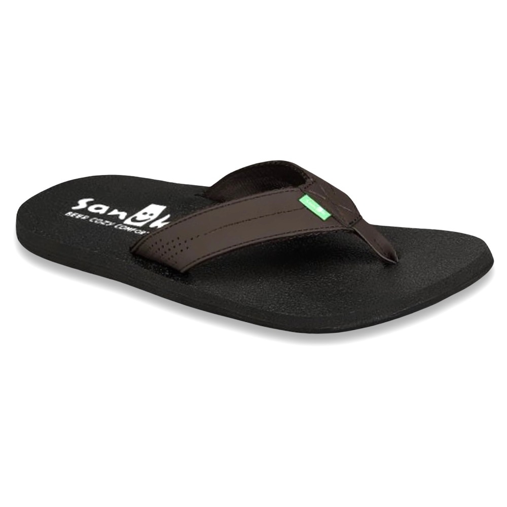 Sanuk Beer Cozy Coaster Sandals Flip-Flops - NWT Mens 10 Brown / Black #44607-D8